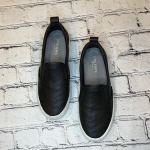 Sperry Women’s Black Perforated Slip-On Loafers